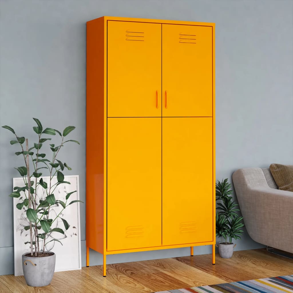 Armoire Métallique en Acier Vert Industriel-jaune moutarde-1-La-Fabrique-Industrielle