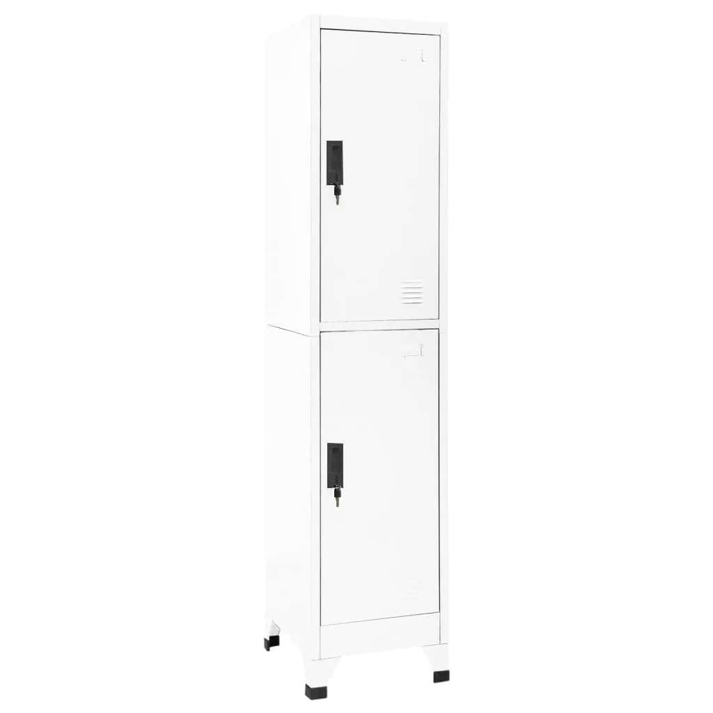 Armoire en Métal Blanc Industriel-Avec 2 casiers-1-La-Fabrique-Industrielle