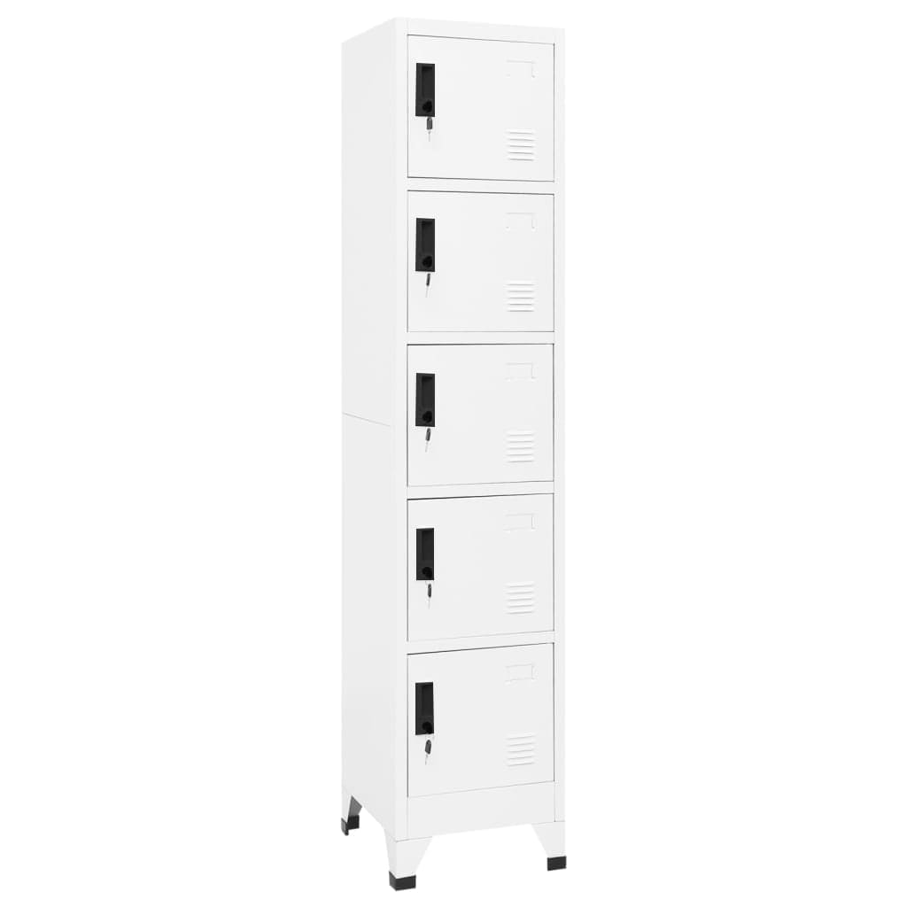 Armoire en Métal Blanc Industriel-Avec 5 casiers-1-La-Fabrique-Industrielle