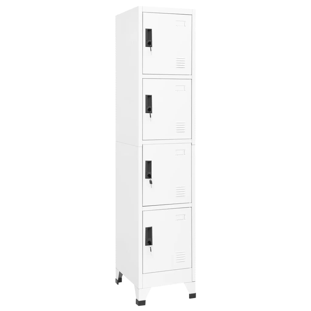 Armoire en Métal Blanc Industriel-avec 4 casiers-1-La-Fabrique-Industrielle
