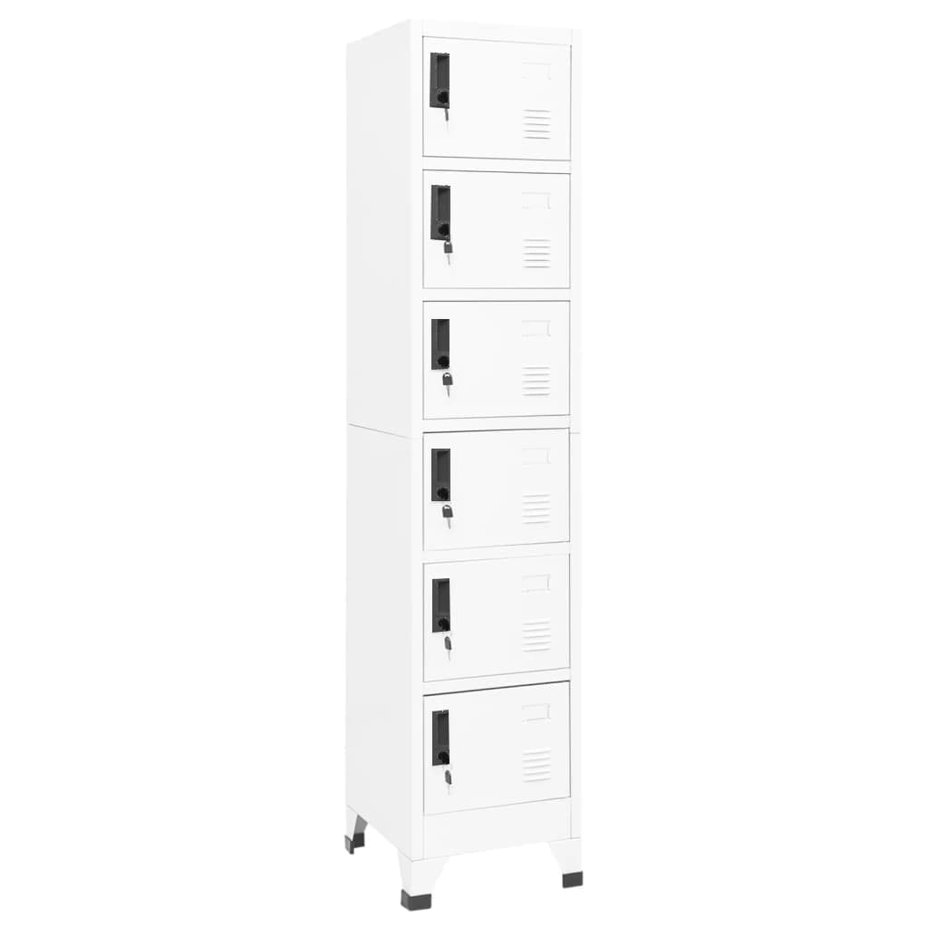 Armoire en Métal Blanc Industriel-avec 6 casiers-1-La-Fabrique-Industrielle