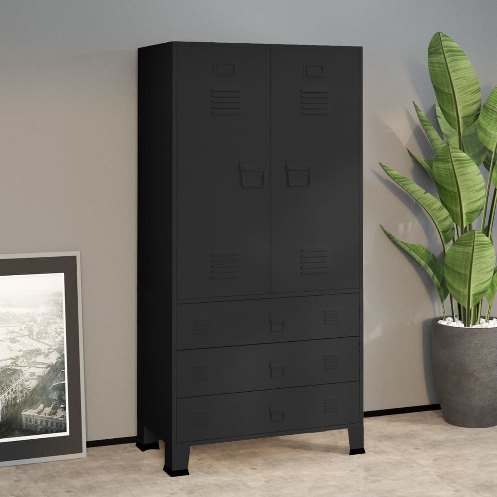 Armoire en Métal Style Industriel-Noir-1-La-Fabrique-Industrielle