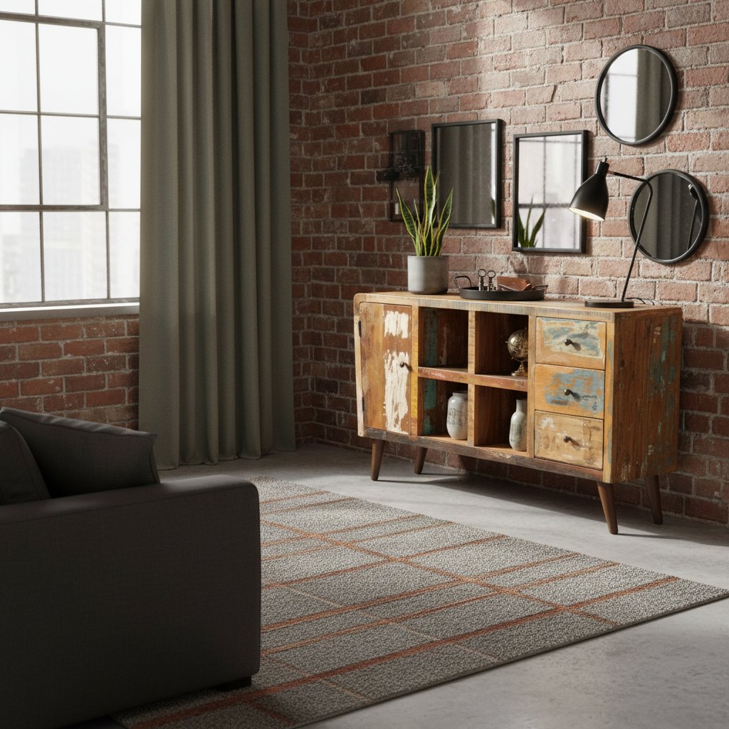 Armoire Avec 1 Porte 4 Étagères 3 Tiroirs Bois Massif Récupéré