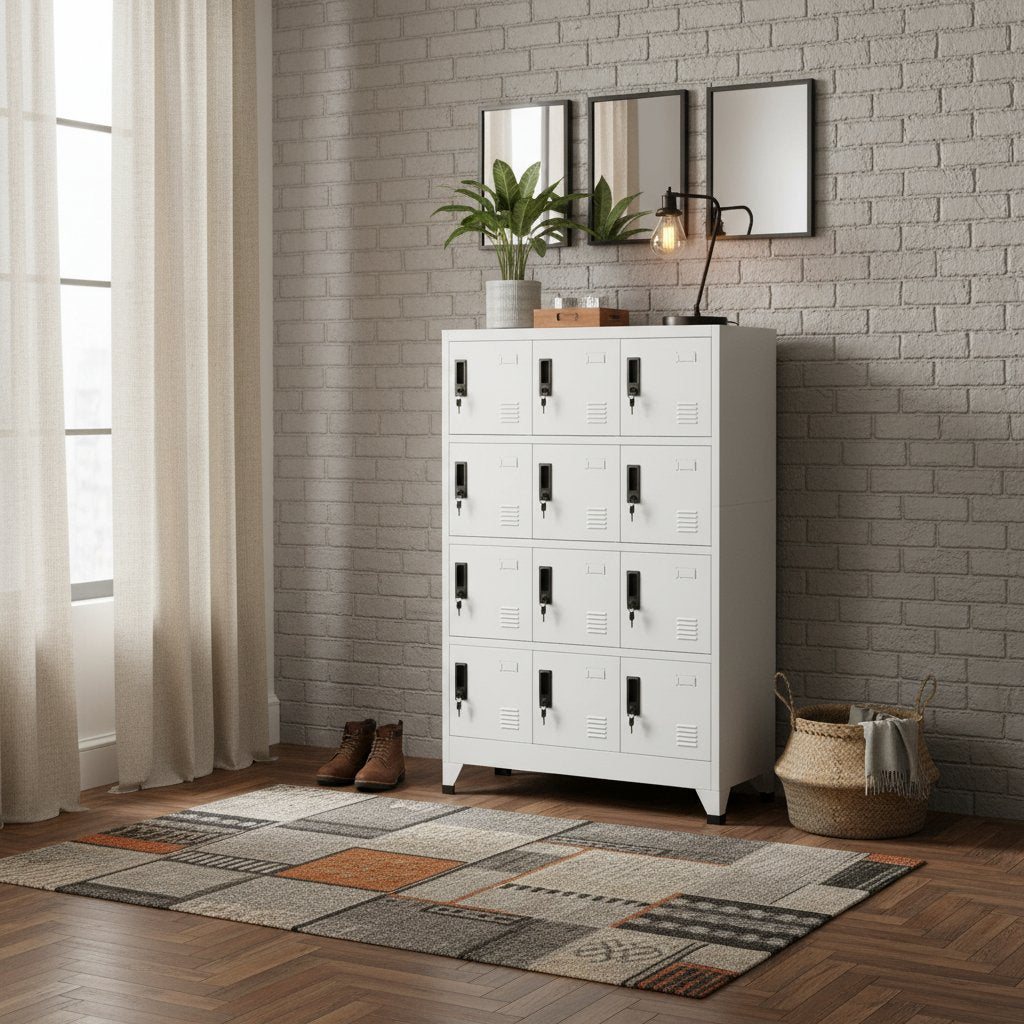 Armoire Casier Industriel en Acier Blanc