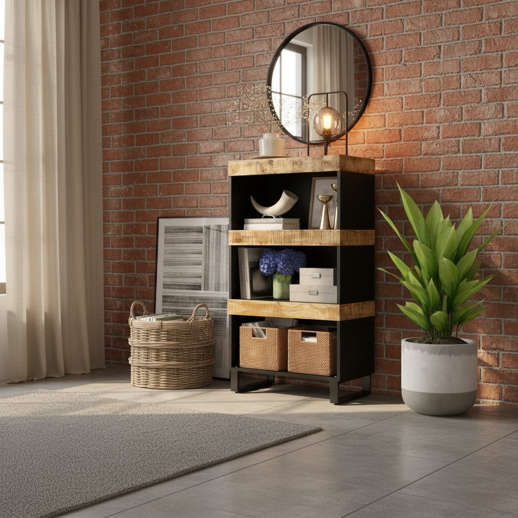 Armoire Latérale 60X33X107 Cm Bois Massif De Manguier