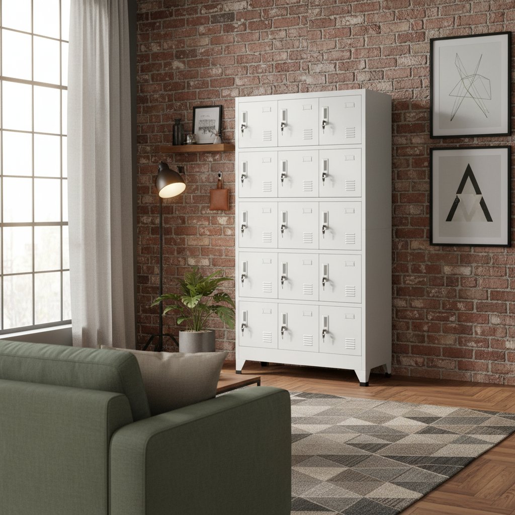 Armoire Métallique Haute en Acier Gris Clair