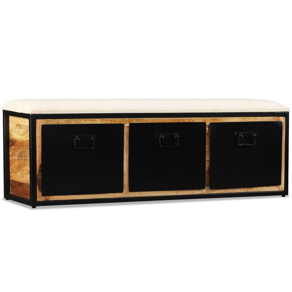 Banc Chaussures Industriel en Bois de Manguier-La-Fabrique-Industrielle