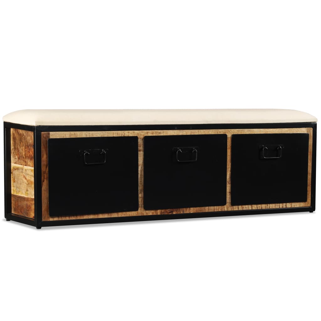 Banc Chaussures Industriel en Bois de Manguier-La-Fabrique-Industrielle