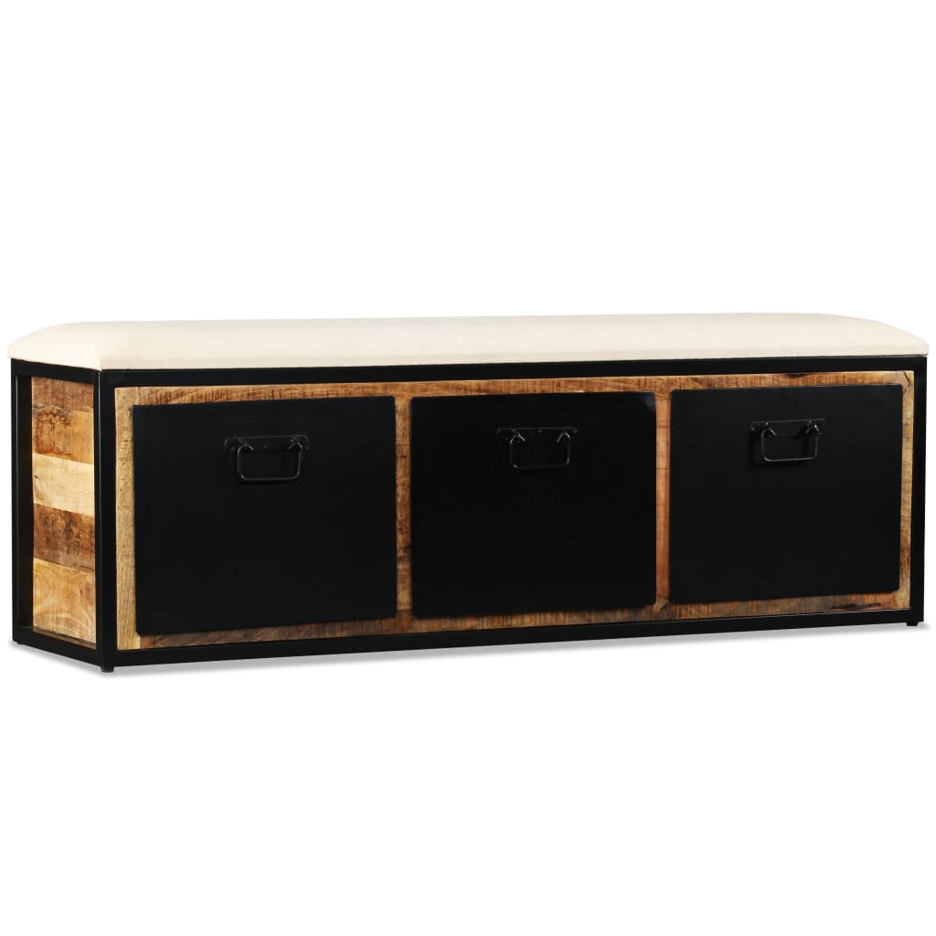 Banc Chaussures Industriel en Bois de Manguier-La-Fabrique-Industrielle