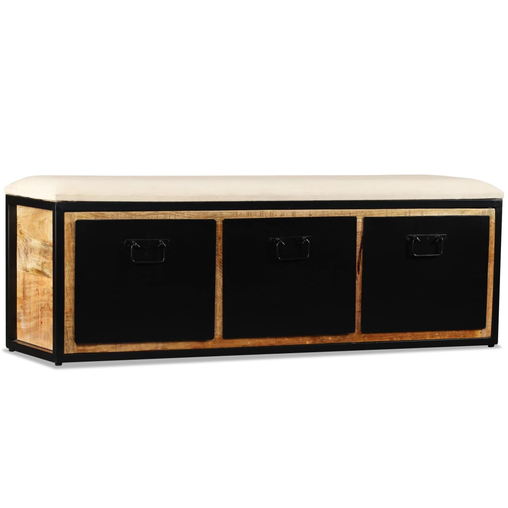 Banc Chaussures Industriel en Bois de Manguier-La-Fabrique-Industrielle