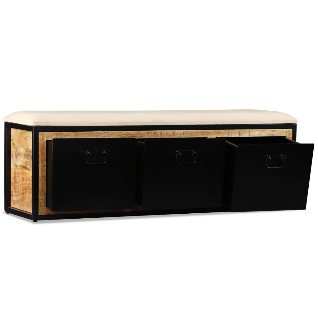 Banc Chaussures Industriel en Bois de Manguier-La-Fabrique-Industrielle