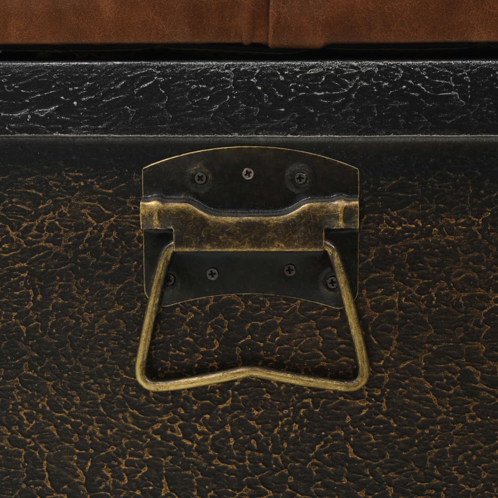 Banc Coffre Industriel en Bois Massif et Similicuir-La-Fabrique-Industrielle