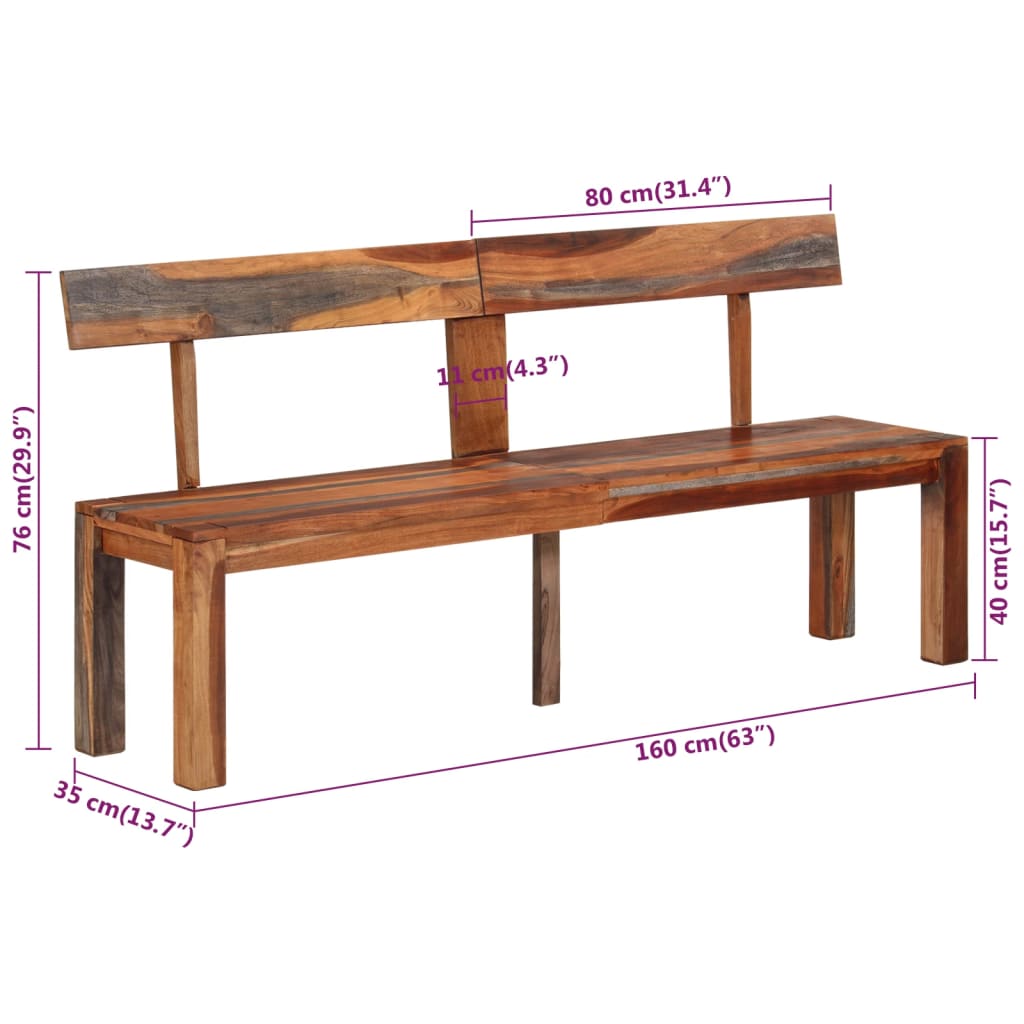 Banc Élégant en Bois avec Dossier Acacia-La-Fabrique-Industrielle