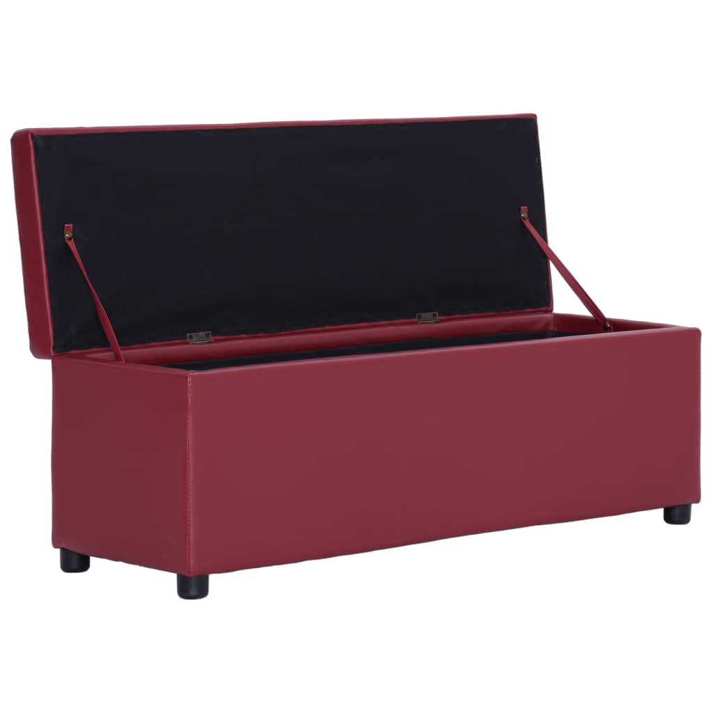 Banc Élégant en Cuir avec Rangement Bordeaux-La-Fabrique-Industrielle