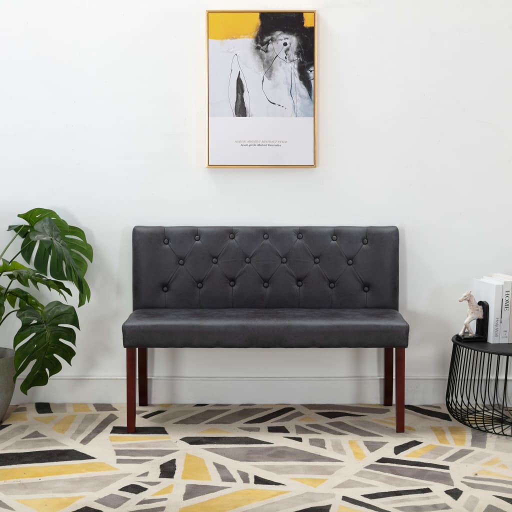 Banc Industriel en Similicuir avec Dossier-Gris-120 cm-La-Fabrique-Industrielle