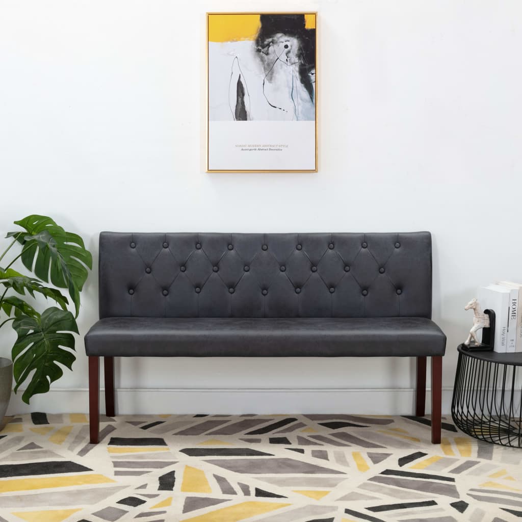 Banc Industriel en Similicuir avec Dossier-Gris-148.5 cm-La-Fabrique-Industrielle