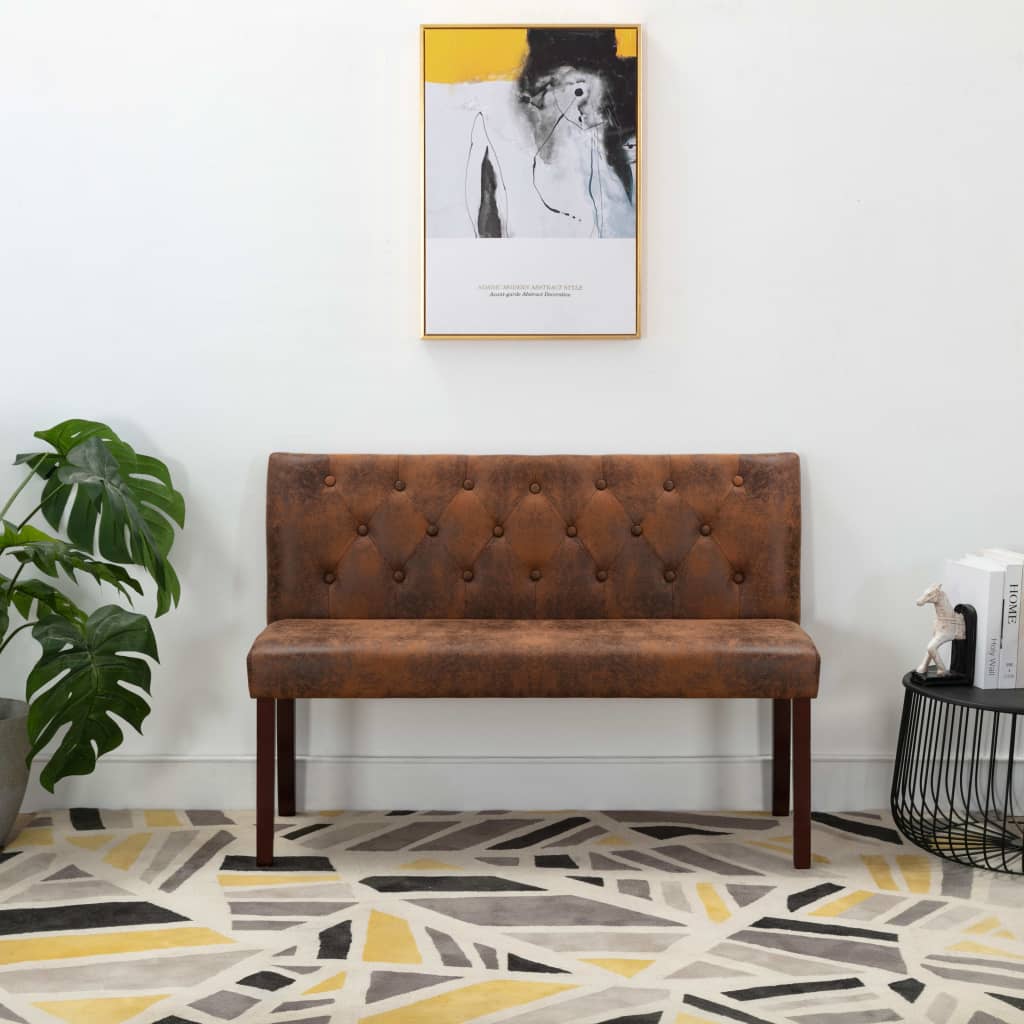 Banc Industriel en Similicuir avec Dossier-Marron-120 cm-La-Fabrique-Industrielle