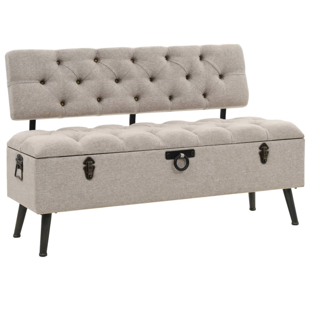 Banc Style Industriel avec Rangement et Similicuir-Crème-110 x 52 x 75 cm-La-Fabrique-Industrielle