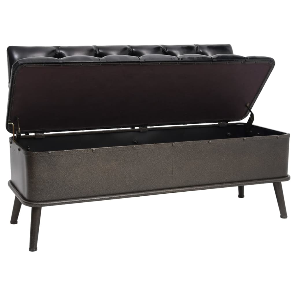 Banc Style Industriel avec Rangement et Similicuir-La-Fabrique-Industrielle