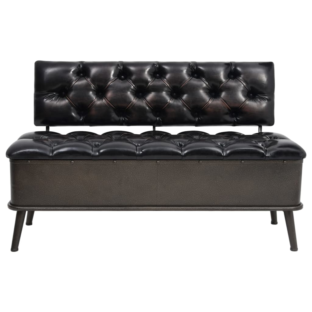 Banc Style Industriel avec Rangement et Similicuir-La-Fabrique-Industrielle