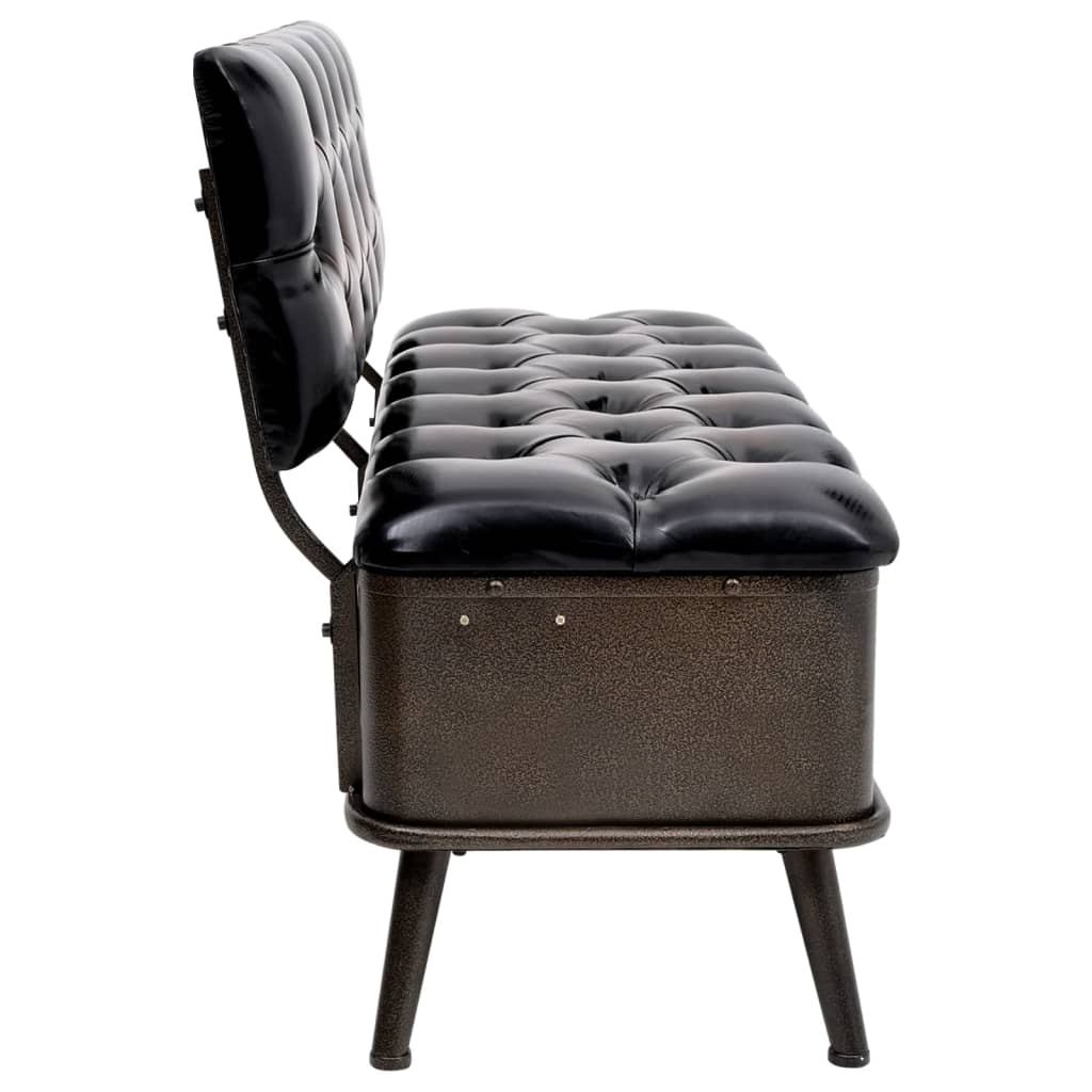 Banc Style Industriel avec Rangement et Similicuir-La-Fabrique-Industrielle