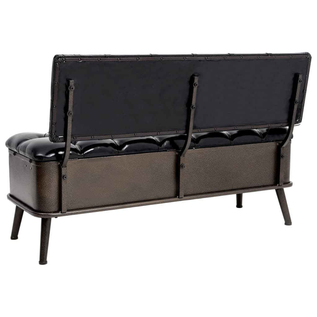 Banc Style Industriel avec Rangement et Similicuir-La-Fabrique-Industrielle