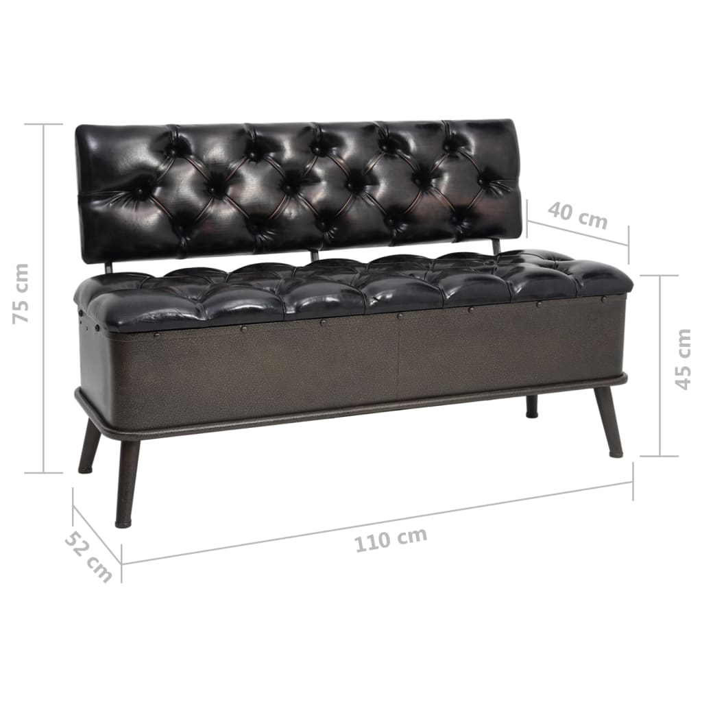 Banc Style Industriel avec Rangement et Similicuir-La-Fabrique-Industrielle