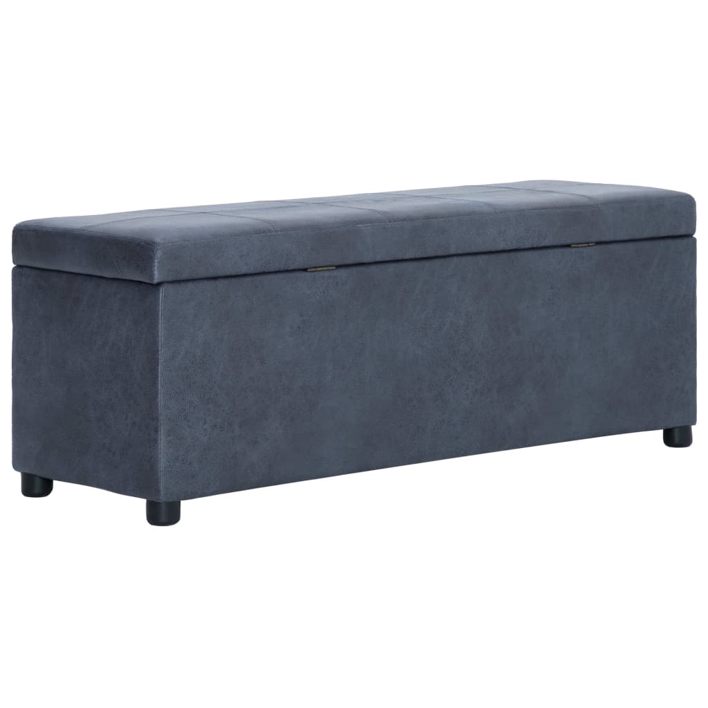 Banc avec Coffre de Rangement Industriel en Similicuir-Gris-116 cm-La-Fabrique-Industrielle