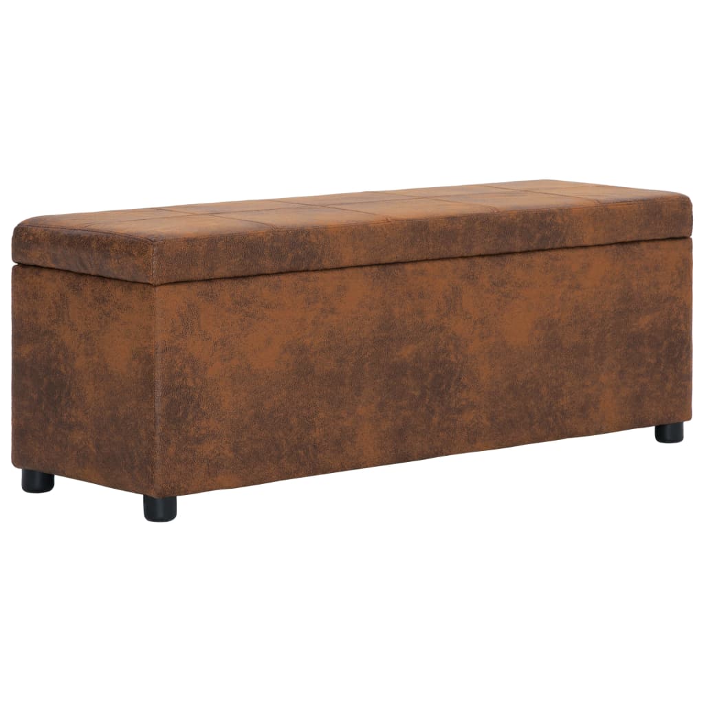 Banc avec Coffre de Rangement Industriel en Similicuir-Marron-116 cm-La-Fabrique-Industrielle