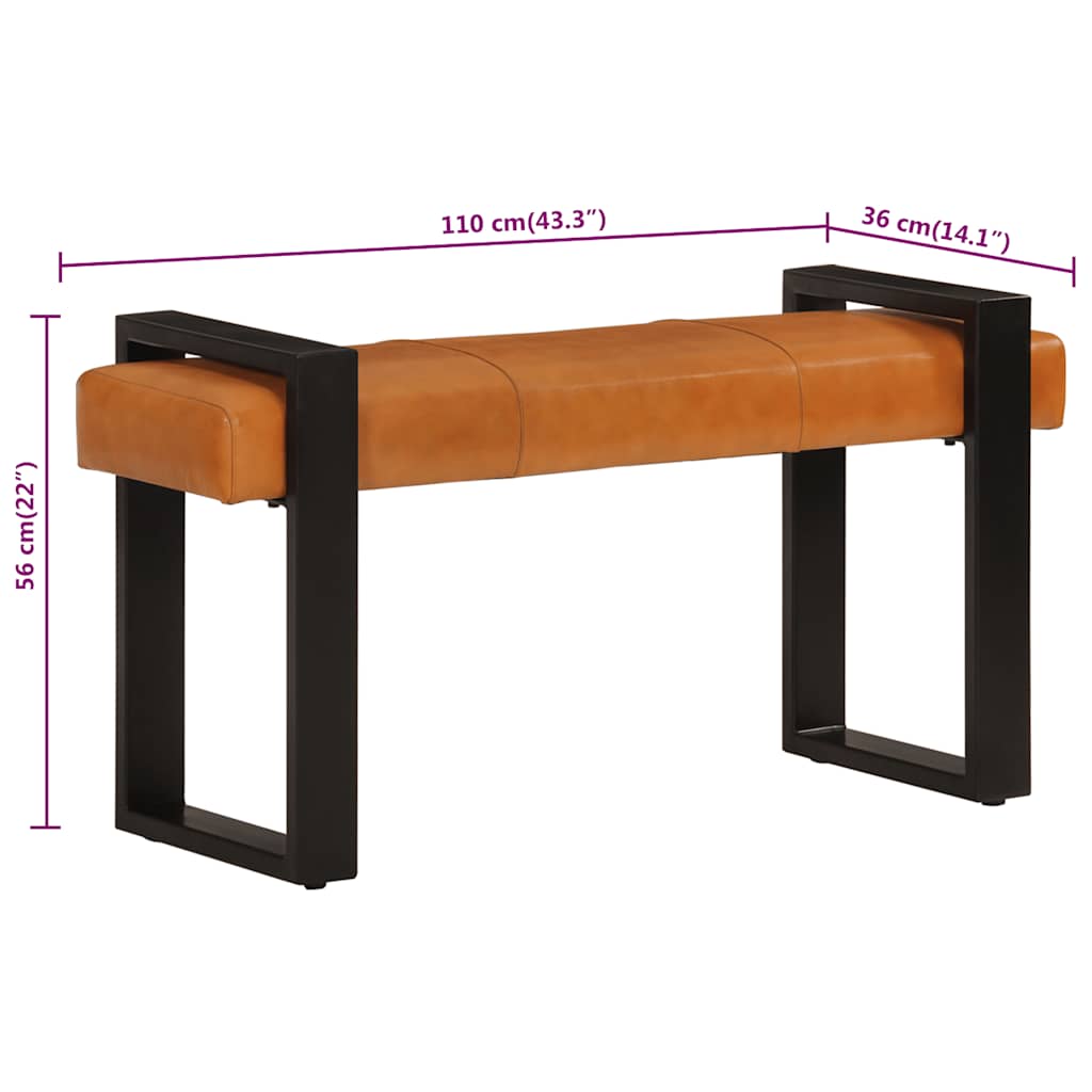 Banc d'entrée en Cuir de Chèvre Style Industriel-La-Fabrique-Industrielle