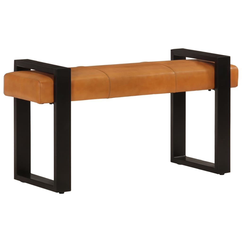 Banc d'entrée en Cuir de Chèvre Style Industriel-La-Fabrique-Industrielle