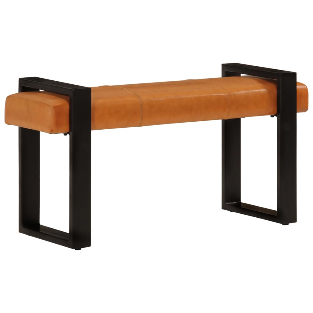Banc d'entrée en Cuir de Chèvre Style Industriel-La-Fabrique-Industrielle