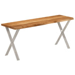 Banc en Bois d'Acacia et Pied Métal-Argent-Bois d'acacia massif-La-Fabrique-Industrielle