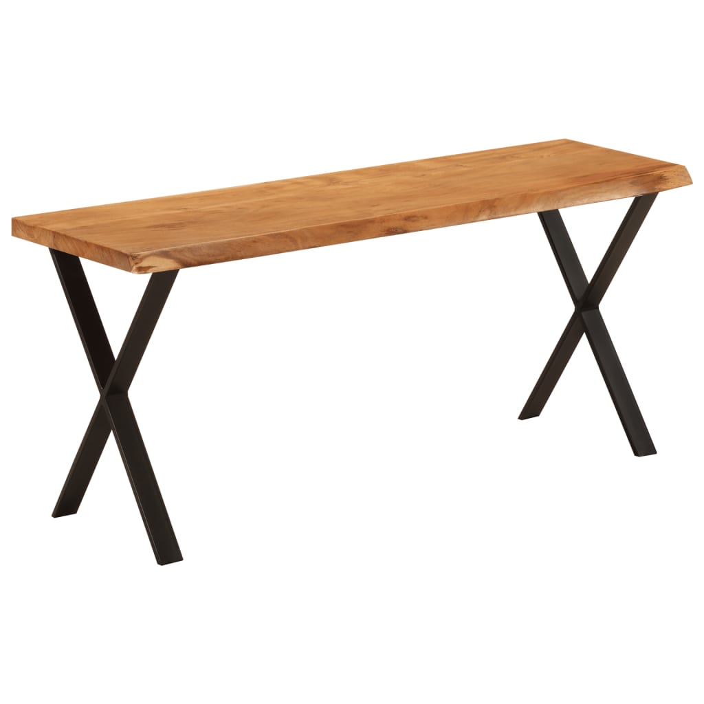 Banc en Bois d'Acacia et Pied Métal-Noir-Bois d'acacia massif-La-Fabrique-Industrielle
