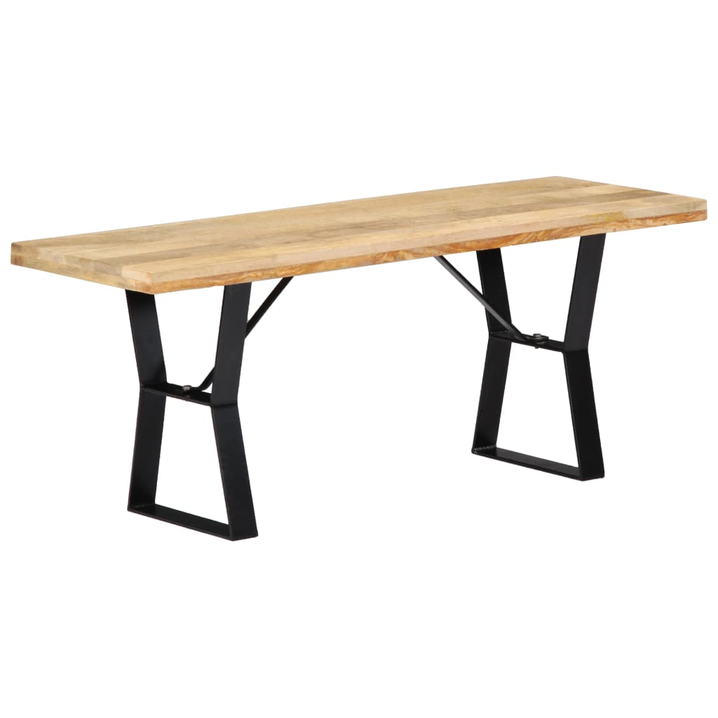 Banc en Bois de Manguier et Acier Élégant-Marron-110 cm-La-Fabrique-Industrielle