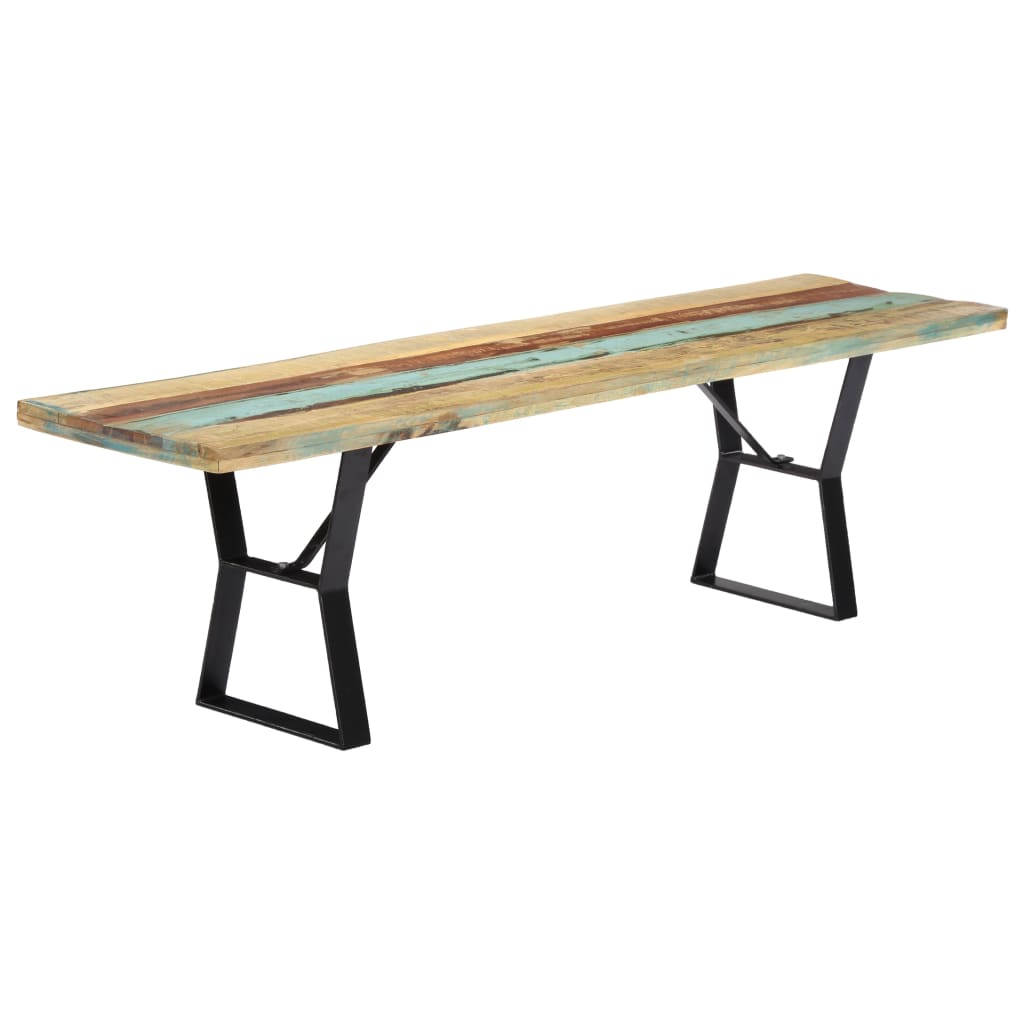 Banc en Bois de Manguier et Acier Élégant-Multicolore-160 cm-La-Fabrique-Industrielle