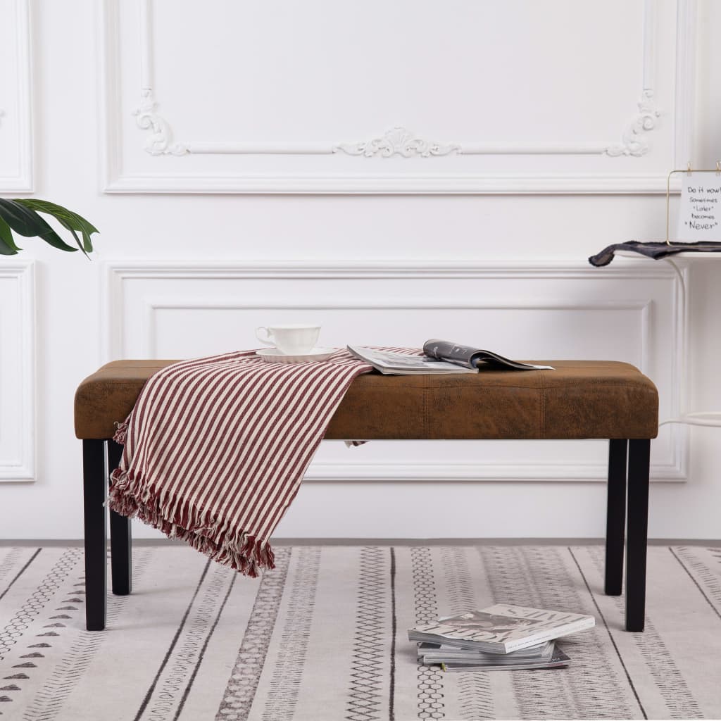 Banc en Cuir Noir Chic-Marron-La-Fabrique-Industrielle