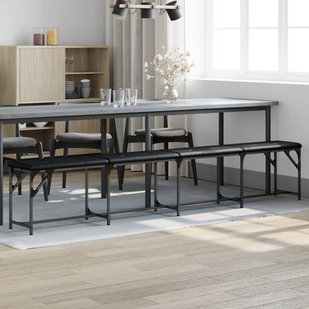 Banc en Métal et Similicuir Intérieur-Noir-248 x 32 x 45 cm-La-Fabrique-Industrielle