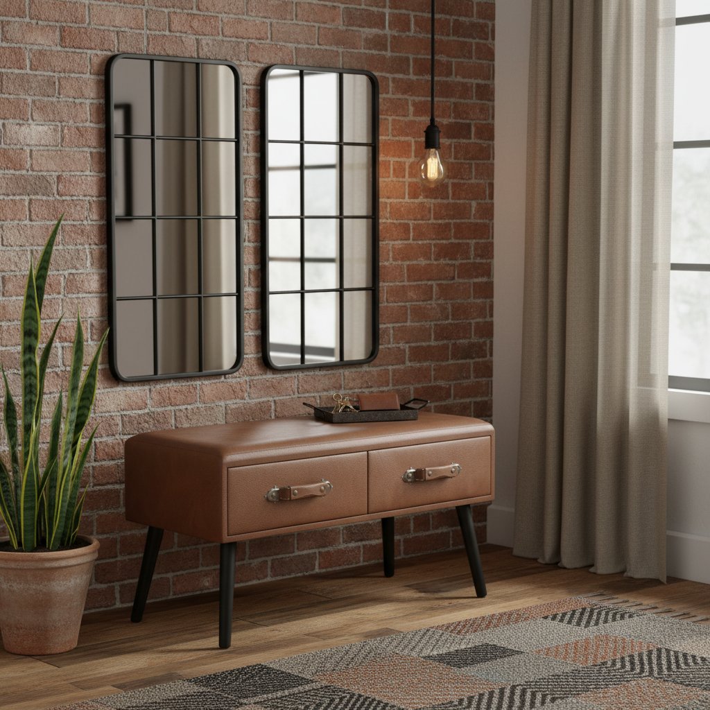 Banc Coffre en Similicuir au Style Industriel