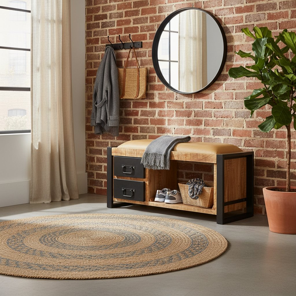 Banc Déco Industrielle en Bois de Manguier Massif