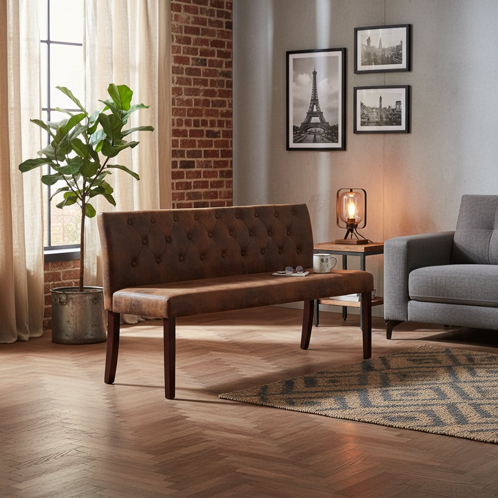 Banc Industriel en Similicuir avec Dossier