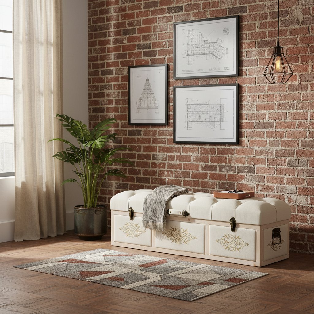 Banc de Rangement en Bois Blanc Crème