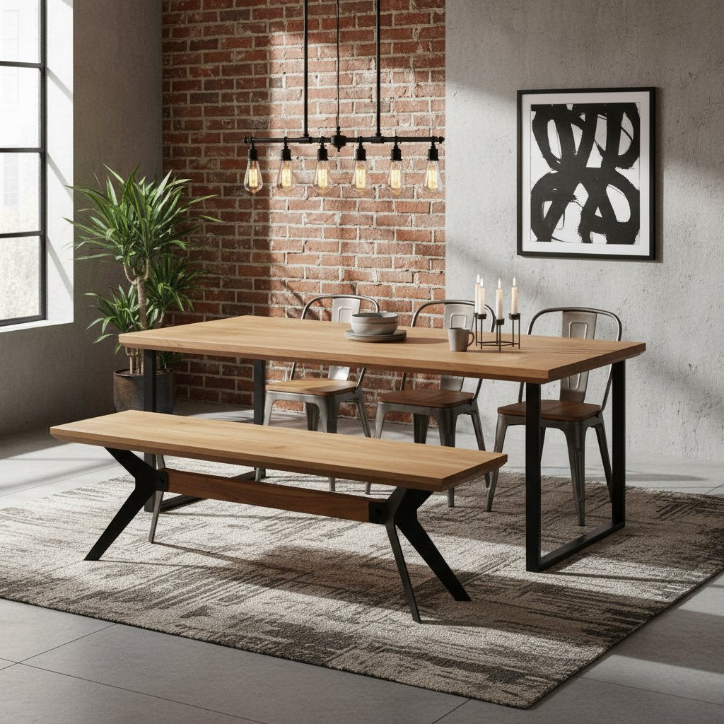 Banc en Bois Brut Style Industriel