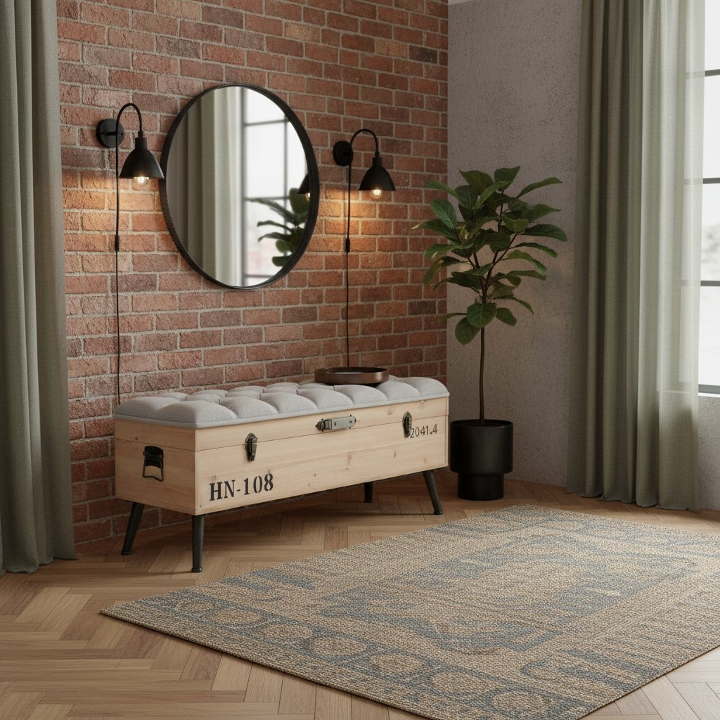 Banc en Bois Clair au Style Industriel