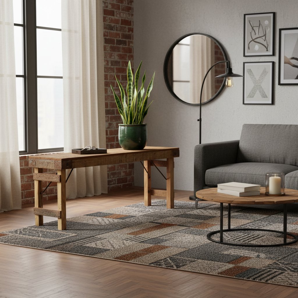 Banc en Bois Massif et Acier Industriel