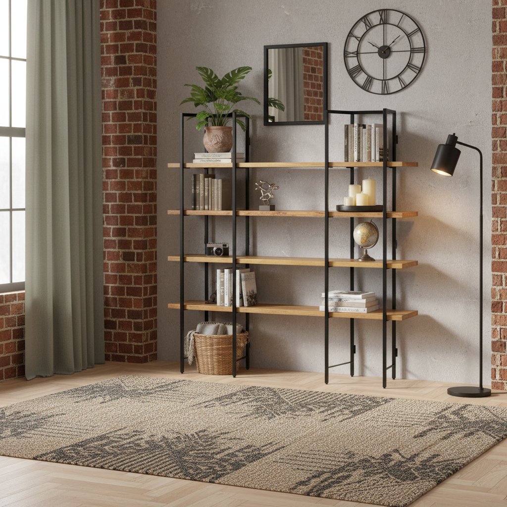 Bibliothèque Design 4 Niveaux en Bois et Métal