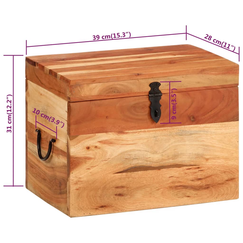 Boîte De Rangement 39X28X31 Cm Bois Massif D'acacia-La-Fabrique-Industrielle