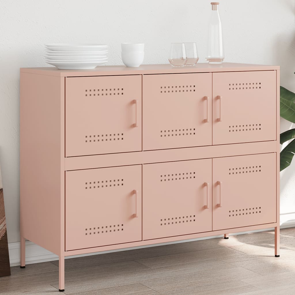 Buffet Industriel Élégant en Métal-Rose-1-La-Fabrique-Industrielle
