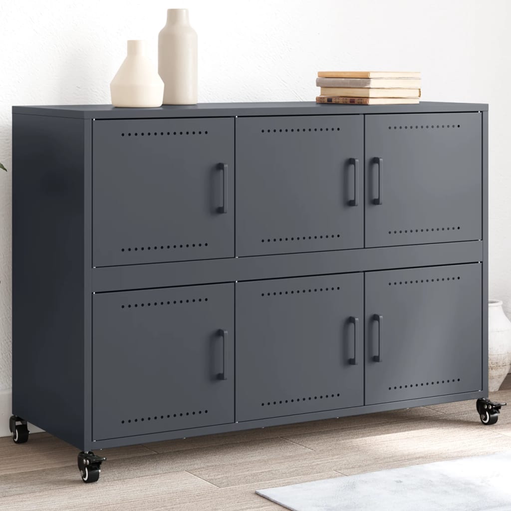 Buffet Industriel en Métal avec Rangement-Anthracite-1-La-Fabrique-Industrielle