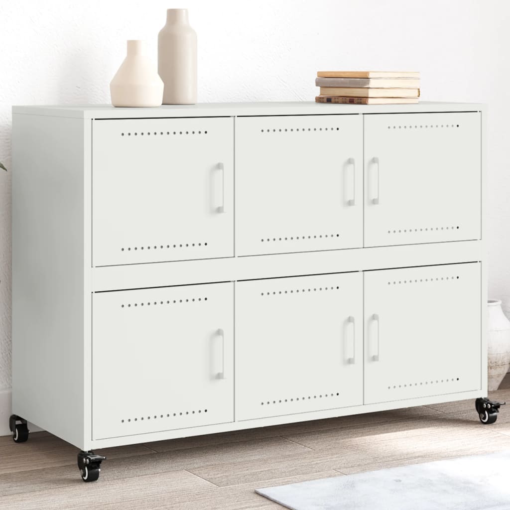 Buffet Industriel en Métal avec Rangement-Blanc-1-La-Fabrique-Industrielle